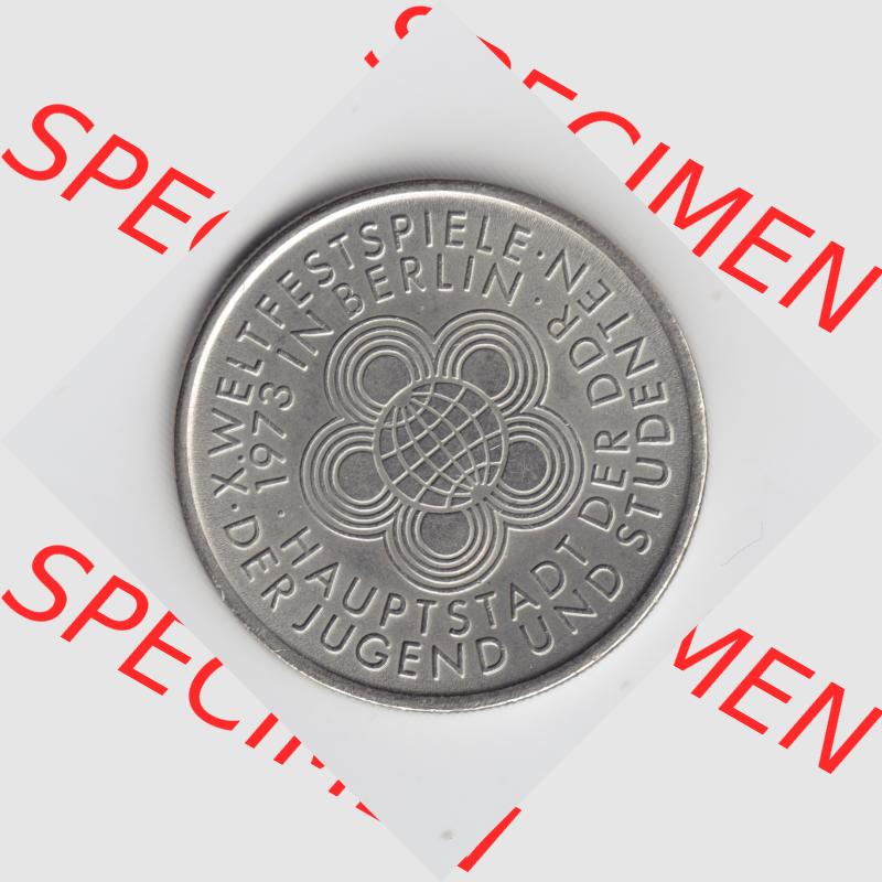 1973, 10 Mark Gedenkmünze der DDR, X. Weltfestspiel der Jugend und Studentenen in Berlin, Münzen-Vorderseite mit dem Motiv der Münze auf einen Digitalen Bild,... Sammlung