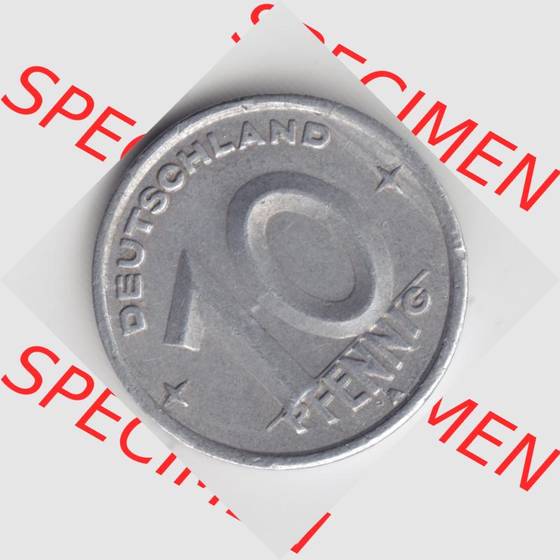 1948, A 10 Pfennig Münze Deutschland der DDR, der Deutschen Demokratischen Republik, die DDR Münzen können auf EMBMV im Katalog katalogisiert und verwaltet werden Sammlung
