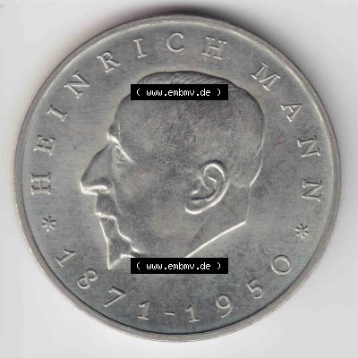 1971, 20 Mark Heinrich Mann 1871-1950, Münzen-Vorderseite mit dem Motiv der Münze auf einen Digitalen Bild, der Münze aus Deutschland der DDR, der Deutschen Demokratischen... Sammlung