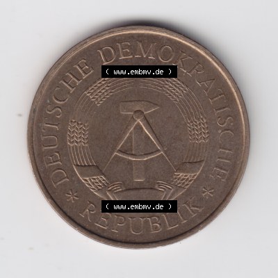 1969, 5 Mark Gedenkmünze XX, 20 Jahre DDR, Münzen-Rückseite mit DDR-Wappen auf einen Digitalen Bild, der Münze aus Deutschland der DDR, der Deutschen Demokratischen... Sammlung