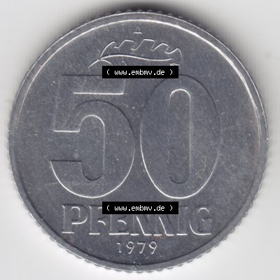 1958-1990, 50 Pfennig, Münzen-Vorderseite der 50 Pfennig Deutschland der DDR, der Deutschen Demokratischen Republik, die DDR Münzen können auf EMBMV im Katalog katalogisiert... Sammlung