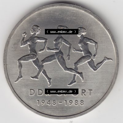1988, 10 Mark, A DDR Sport, Münzen-Vorderseite mit Motiv der DDR Gedenkmünze auf einen Digitalen Bild, der Münze aus Deutschland der DDR, der Deutschen Demokratischen... Sammlung