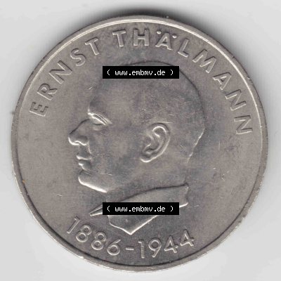 1971, 20 Mark Ernst Thälmann 1886-1944, Münzen-Vorderseite mit dem Motiv der Münze auf einen Digitalen Bild, der Münze aus Deutschland der DDR, der Deutschen... Sammlung