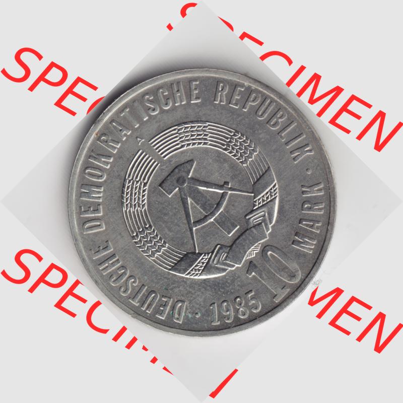 1985, 10 Mark A 40. Jahrestag des Sieges über den Hitlerfaschismus und der Befreiung des deutschen Volkes vom Faschismus, Münzen-Rückseite mit DDR-Wappen und Wert in DDR-Mark... Sammlung