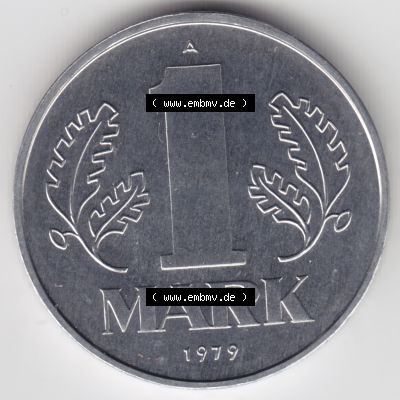 1962-1990, 1 Mark, Münzen-Vorderseite der 1 Mark-Münze aus Deutschland der DDR, der Deutschen Demokratischen Republik, die DDR Münzen können auf EMBMV im Katalog... Sammlung