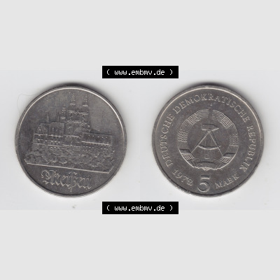 DDR Münze 1972, 5 Mark DDR-Gedenkmünze, Meissen - Münzen-Vorderseite und Rückseite mit Wappen auf einen Digitalen Bild, der Münze aus Deutschland der DDR,... Sammlung