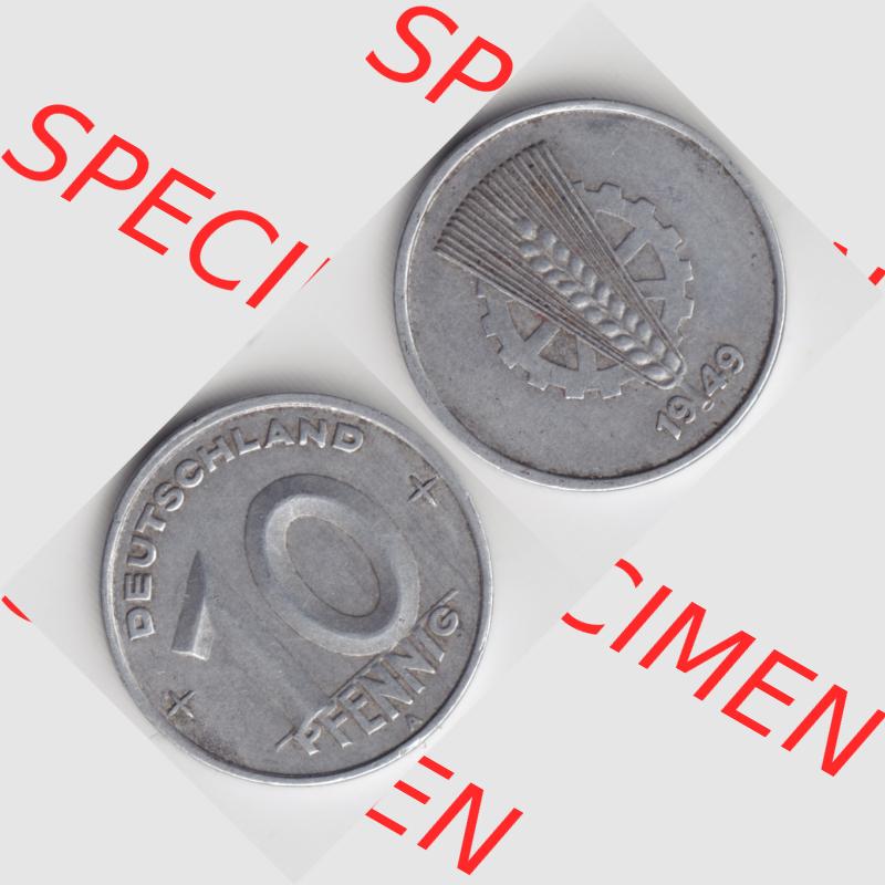 DDR Münze 1949, A 10 Pfennig Deutschland - Münzen-Vorderseite und Rückseite mit Wappen auf einen Digitalen Bild, der Münze aus Deutschland der DDR, der Deutschen Demokratischen... Sammlung