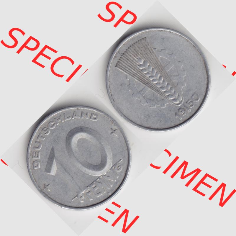 DDR Münze 1950, A 10 Pfennig Deutschland - Münzen-Vorderseite und Rückseite mit Wappen auf einen Digitalen Bild, der Münze aus Deutschland der DDR, der Deutschen Demokratischen... Sammlung
