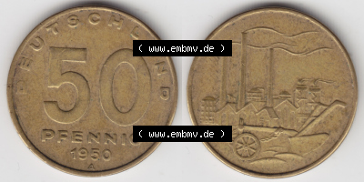 1949, 1950, 50 Pfennig DDR Sammlung