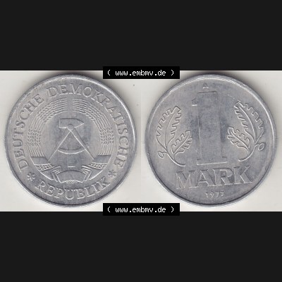 DDR Münze 1956-1990 Umlaufmünze / Kursmünze 1972-1990, A 1 Mark 1977-2. Vorderseite und Rückseite horizontal rechts nebeneinander zusammengefügt, der 1-Mark... Sammlung