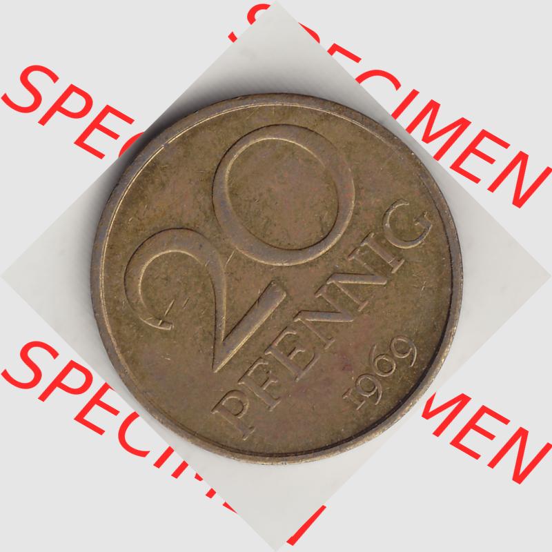 DDR Münze 1969-1990 Umlaufmünze / Kursmünze 1969-1990, 20 Pfennig 1969-3, DDR-Telefonmünze. Rückseite mit Wertzahl bzw. Nominalwert der 20 Pfennig... Sammlung