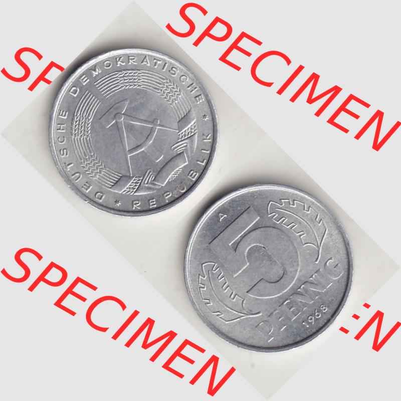 DDR Münze 1948-1990 Umlaufmünze / Kursmünze 1968-1990, A 5 Pfennig 1968-5. Vorderseite und Rückseite vertikal untereinander zusammengefügt, der 5 Pfennig... Sammlung