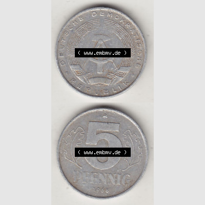 DDR Münze 1948-1990 Umlaufmünze / Kursmünze 1968-1990, A 5 Pfennig 1968-3. Vorderseite und Rückseite vertikal untereinander zusammengefügt, der 5 Pfennig... Sammlung