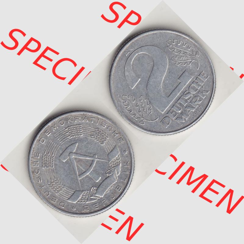 DDR Münze 1957-1990 Umlaufmünze / Kursmünze 1957-1957, A 2 Deutsche Mark 1957-1. Vorderseite und Rückseite horizontal rechts nebeneinander zusammengefügt,... Sammlung