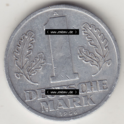 DDR Münze 1956-1990 Umlaufmünze / Kursmünze 1956-1963, A 1 Deutsche Mark 1956 (Stück 2). Rückseite der 1-Mark Münzen der... Sammlung
