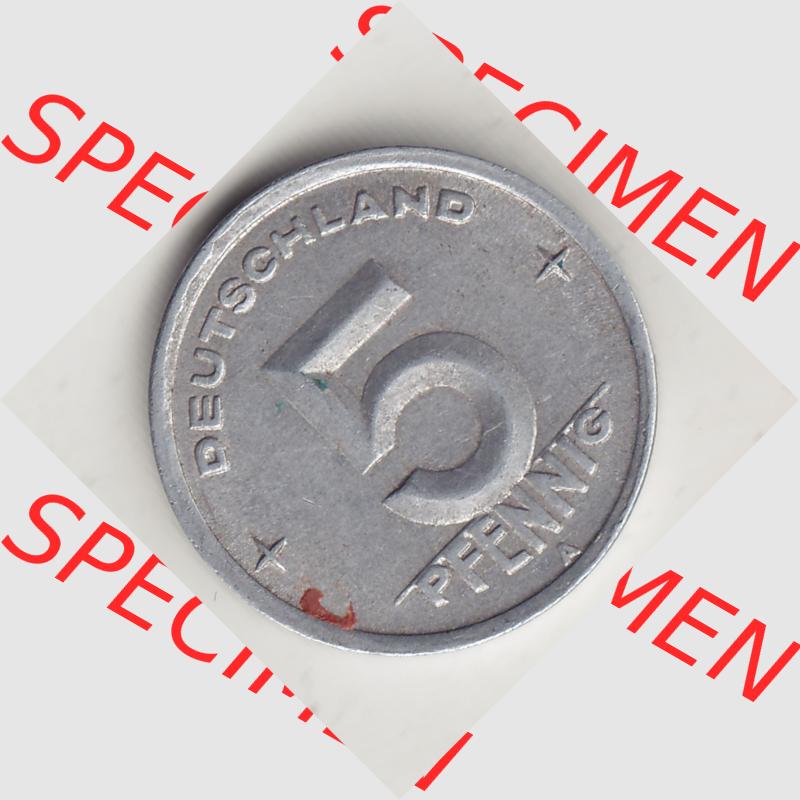 DDR Münze 1948-1990 Umlaufmünze / Kursmünze 1948-1950, A 5 Pfennig 1949-1. Rückseite der 5 Pfennig Münze der DDR. Hier im online Katalog befinden sich 5... Sammlung