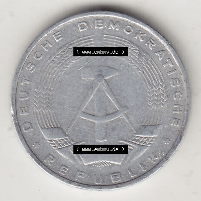 DDR Münze 1948-1990 Umlaufmünze / Kursmünze 1968-1990, A 5 Pfennig 1968 (Stück 2). Vorderseite der 5 Pfennig Münze der DDR.... Sammlung