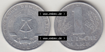 DDR Münze 1956-1990 Umlaufmünze / Kursmünze 1956-1963, A 1 Deutsche Mark 1962 (Stück 3). Vorderseite und Rückseite horizontal... Sammlung