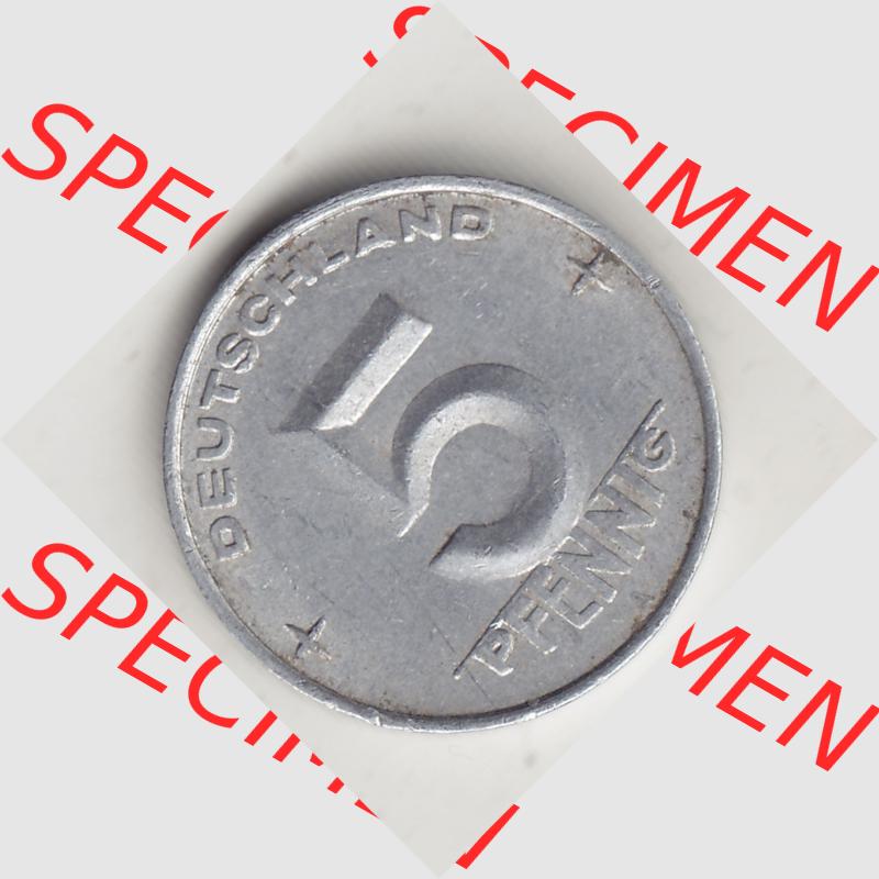 DDR Münze 1948-1990 Umlaufmünze / Kursmünze 1952-1953, A 5 Pfennig 1952-1. Rückseite der 5 Pfennig Münze der DDR. Hier im online Katalog befinden sich 5... Sammlung