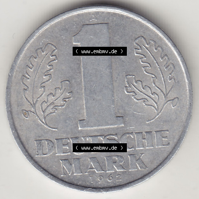 DDR Münze 1956-1990 Umlaufmünze / Kursmünze 1956-1963, A 1 Deutsche Mark 1962 (Stück 4). Rückseite der 1-Mark Münzen der... Sammlung