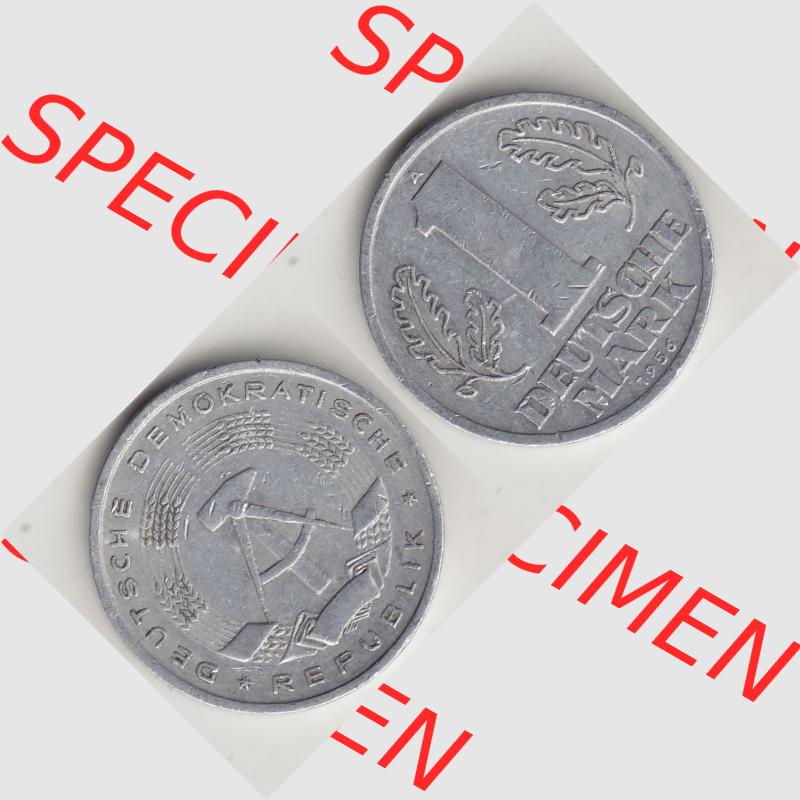 DDR Münze 1956-1990 Umlaufmünze / Kursmünze 1956-1963, A 1 Deutsche Mark 1956-2. Vorderseite und Rückseite horizontal rechts nebeneinander zusammengefügt,... Sammlung