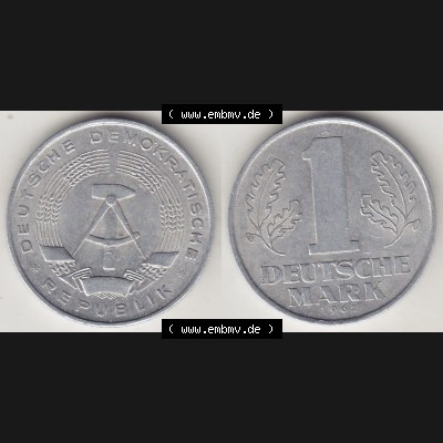DDR Münze 1956-1990 Umlaufmünze / Kursmünze 1956-1963, A 1 Deutsche Mark 1962-4. Vorderseite und Rückseite horizontal rechts nebeneinander zusammengefügt,... Sammlung