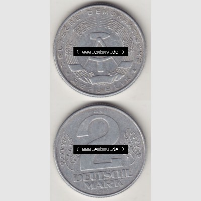 DDR Münze 1957-1990 Umlaufmünze / Kursmünze 1957-1957, A 2 Deutsche Mark 1957-1. Vorderseite und Rückseite vertikal untereinander zusammengefügt, der 2-Mark... Sammlung