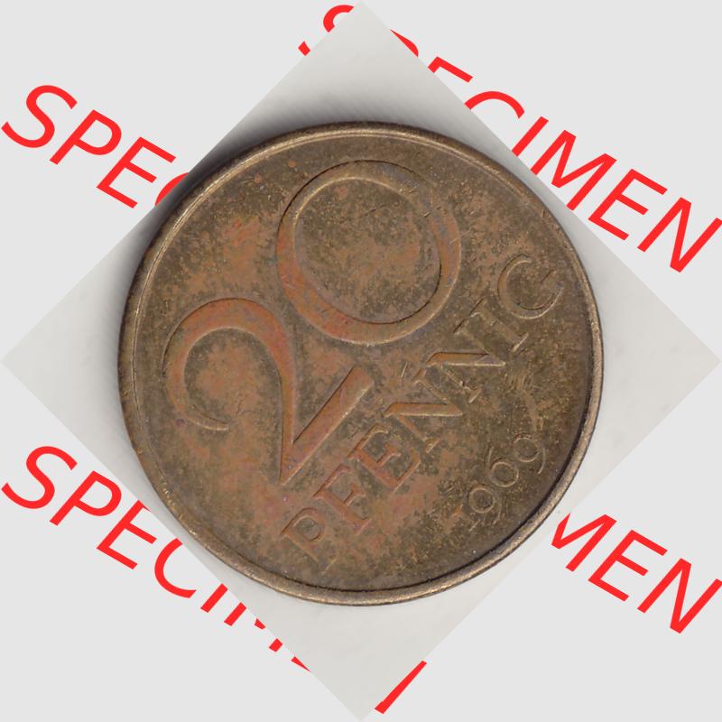 DDR Münze 1969-1990 Umlaufmünze / Kursmünze 1969-1990, 20 Pfennig 1969-1, DDR-Telefonmünze. Rückseite mit Wertzahl bzw. Nominalwert der 20 Pfennig... Sammlung