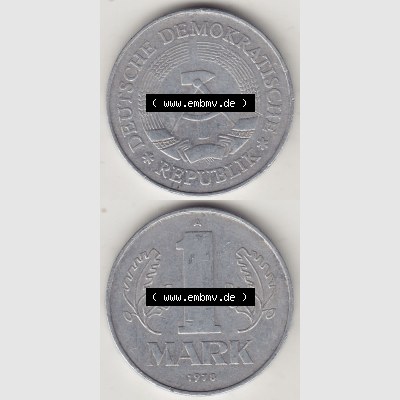 DDR Münze 1956-1990 Umlaufmünze / Kursmünze 1972-1990, A 1 Mark 1978. Vorderseite und Rückseite vertikal untereinander zusammengefügt, der 1-Mark Münzen... Sammlung