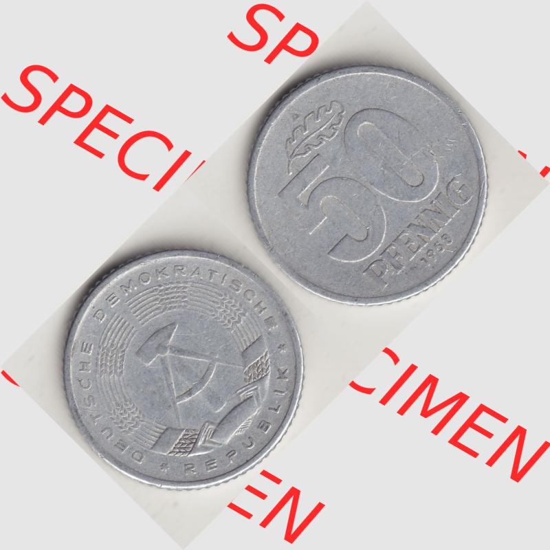 DDR Münze 1958-1990 Umlaufmünze / Kursmünze 1958-1990, A 50 Pfennig 1958-2 der DDR-Mark. Vorderseite und Rückseite horizontal rechts nebeneinander zusammengefügt,... Sammlung