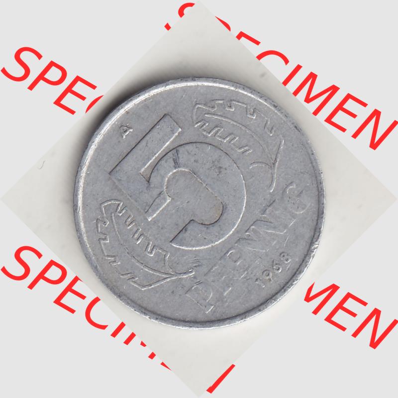 DDR Münze 1948-1990 Umlaufmünze / Kursmünze 1968-1990, A 5 Pfennig 1968-2. Rückseite der 5 Pfennig Münze der DDR. Hier im online Katalog befinden sich 5... Sammlung