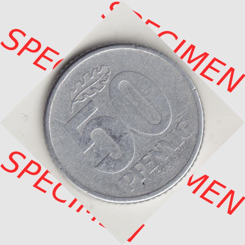 DDR Münze 1958-1990 Umlaufmünze / Kursmünze 1958-1990, A 50 Pfennig 1958-1 der DDR-Mark. Rückseite der 50 Pfennig mit Wertzahl / Wertangabe der DDR-Münze.... Sammlung