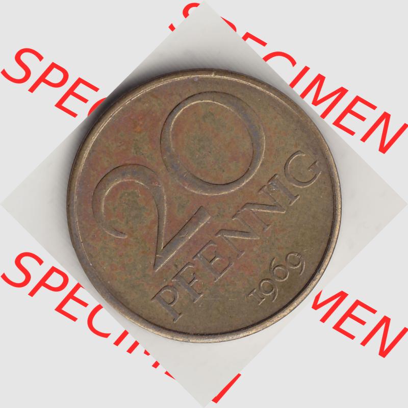 DDR Münze 1969-1990 Umlaufmünze / Kursmünze 1969-1990, 20 Pfennig 1969-2, DDR-Telefonmünze. Rückseite mit Wertzahl bzw. Nominalwert der 20 Pfennig... Sammlung