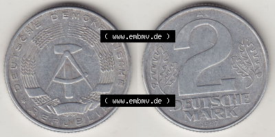 DDR Münze 1957-1990 Umlaufmünze / Kursmünze 1957-1957, A 2 Deutsche Mark 1957 (Stück 1). Vorderseite und Rückseite horizontal... Sammlung