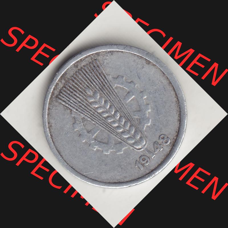 DDR Münze 1948-1990 Umlaufmünze / Kursmünze 1948-1950, A 5 Pfennig 1948-3. Vorderseite der 5 Pfennig Münze der DDR. Hier im online Katalog befinden sich 5 Pfennig-Stücke,... Sammlung