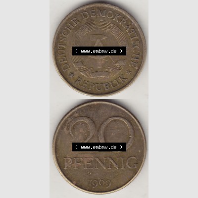 DDR Münze 1969-1990 Umlaufmünze / Kursmünze 1969-1990, 20 Pfennig 1969-5, DDR-Telefonmünze. Vorderseite und Rückseite vertikal untereinander zusammengefügt,... Sammlung