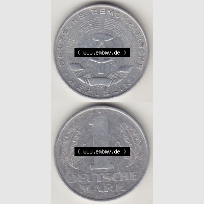 DDR Münze 1956-1990 Umlaufmünze / Kursmünze 1956-1963, A 1 Deutsche Mark 1962-3. Vorderseite und Rückseite vertikal untereinander zusammengefügt, der 1-Mark... Sammlung