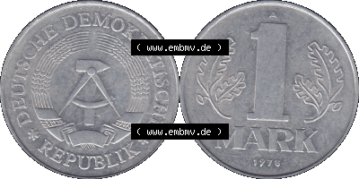 DDR Münze Umlaufmünze / Kursmünze 1972-1990, A 1 Mark 1978 (Stück 2). Bildmaterial als transparente PNG-Grafik mit der Vorderseite... Sammlung