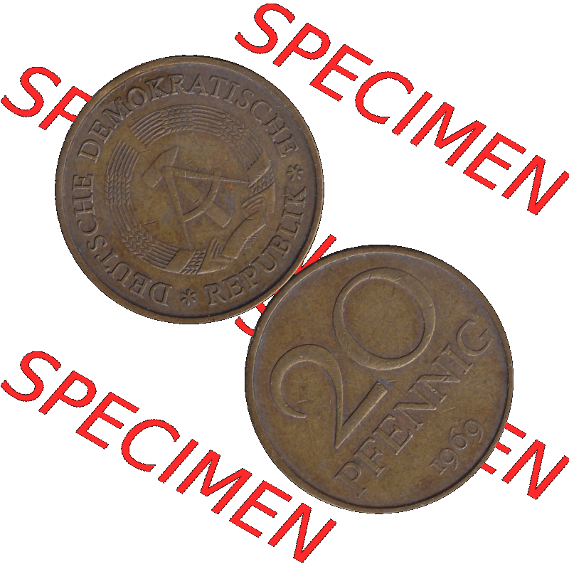DDR Münze Umlaufmünze / Kursmünze 1969-1990, 20 Pfennig 1969-27, 1960er Jahre, DDR-Telefonmünze. Bildmaterial als transparente PNG-Grafik mit der Vorderseite... Sammlung