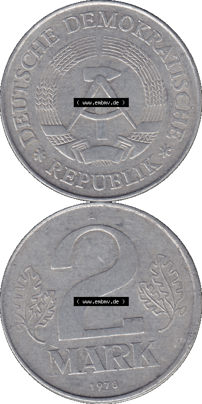 2 / Zwei-Mark Münzen der DDR, Bild-Material der Deutschen DDR Zwei-Mark Münzen Sammlung