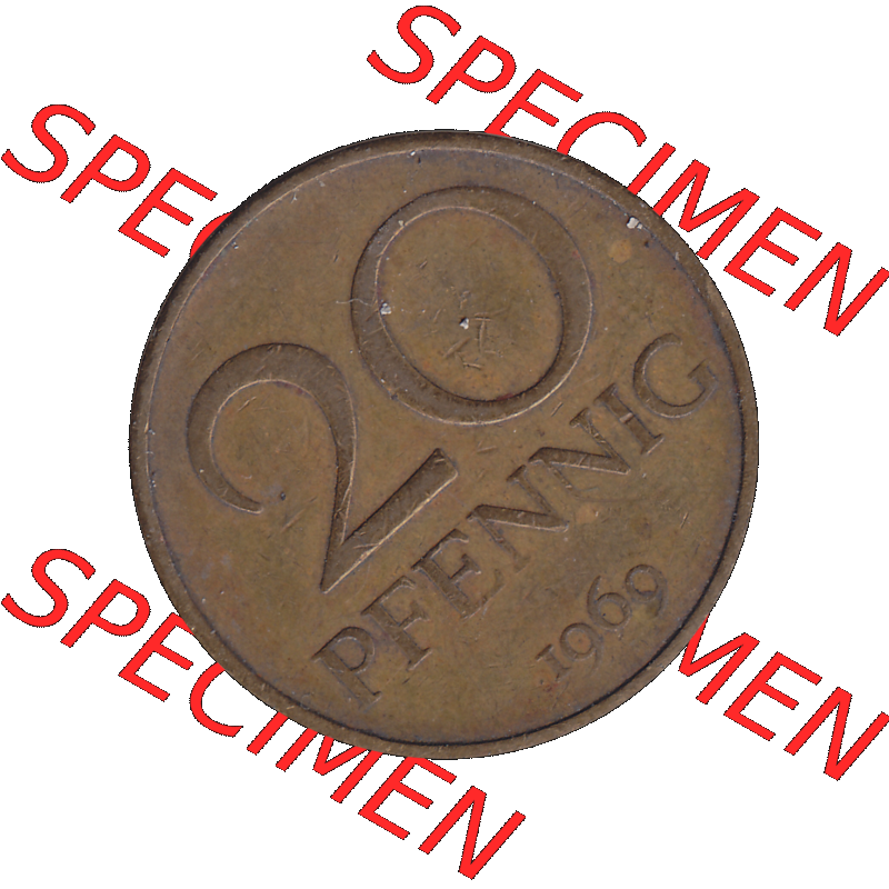 DDR Münze Umlaufmünze / Kursmünze 1969-1990, 20 Pfennig 1969-31, 1960er Jahre, DDR-Telefonmünze. Bildmaterial als transparente PNG-Grafik mit der Rückseite... Sammlung