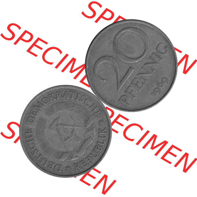 DDR Münze Umlaufmünze / Kursmünze 1969-1990, 20 Pfennig 1969-37, 1960er Jahre, Graustufen. 20 Pfennig DDR Graustufen Bildmaterial als transparente PNG-Grafik... Sammlung