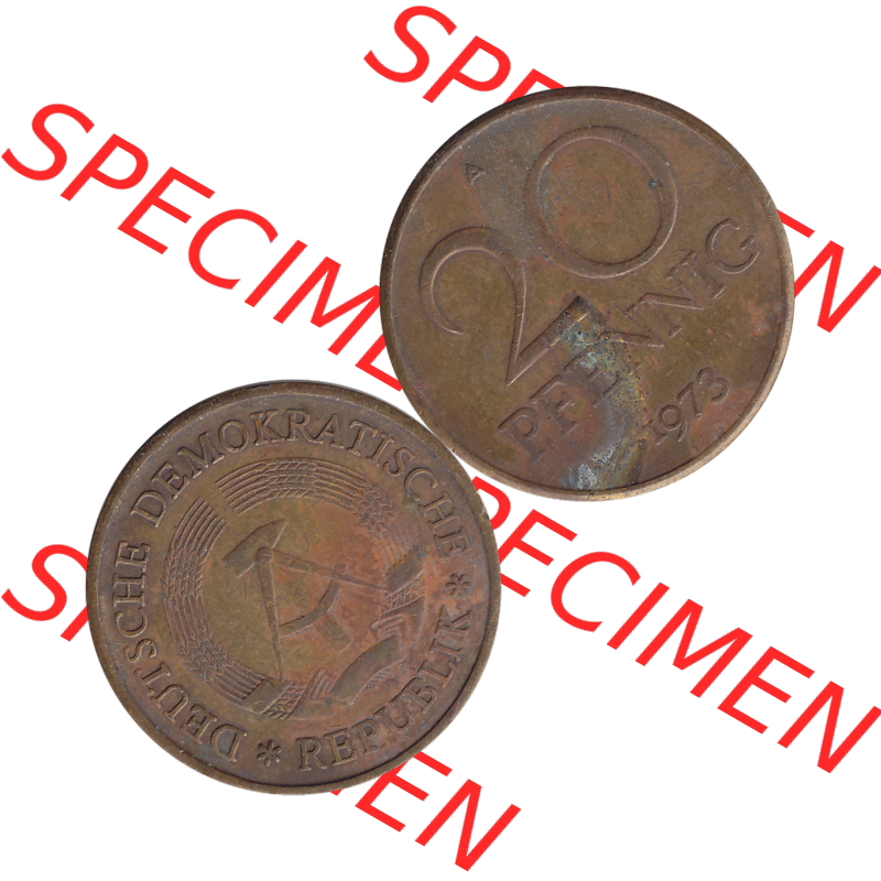 DDR Münze Umlaufmünze / Kursmünze 1969-1990, 20 Pfennig 1973-03, 1970er Jahre, DDR-Telefonmünze. Bildmaterial als transparente PNG-Grafik mit der Vorderseite... Sammlung