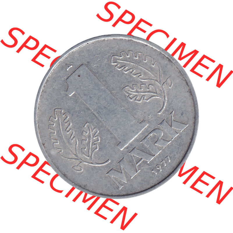 DDR Münze Umlaufmünze / Kursmünze 1972-1990, A 1 Mark 1977-05. Bildmaterial als transparente PNG-Grafik mit der Rückseite mit Wertzahl bzw. Nominalwert der 1... Sammlung