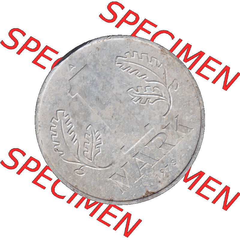DDR Münze Umlaufmünze / Kursmünze 1972-1990, A 1 Mark 1978-03. Bildmaterial als transparente PNG-Grafik mit der Rückseite mit Wertzahl bzw. Nominalwert der 1... Sammlung