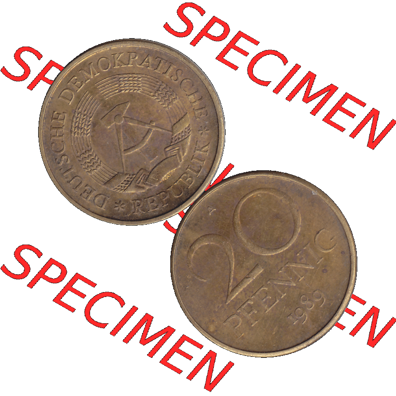 DDR Münze Umlaufmünze / Kursmünze 1969-1990, 20 Pfennig 1989-01, DDR-Telefonmünze. Vorderseite und Rückseite vertikal untereinander zusammengefügt als... Sammlung