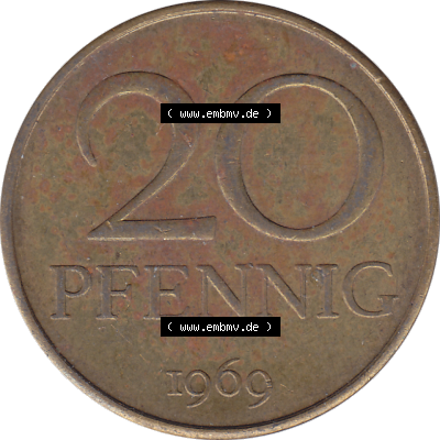 DDR Münze Umlaufmünze / Kursmünze 1969-1990, 20 Pfennig 1969-02, DDR-Telefonmünze. Rückseite als transparente PNG-Grafik - Bild-Material der 20-Pfennig Telefon-Münzen... Sammlung