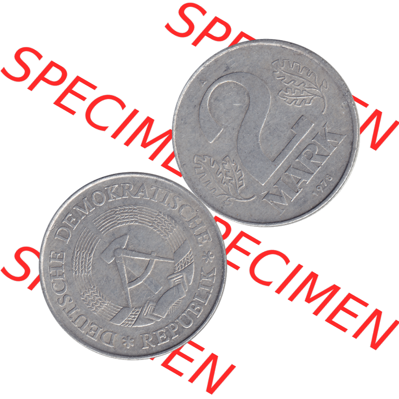 DDR Münze Umlaufmünze / Kursmünze 1972-1990, A 2 Mark 1978. Vorderseite und Rückseite horizontal rechts nebeneinander zusammengefügt als transparentes PNG-Grafik... Sammlung