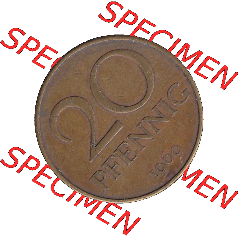 DDR Münze Umlaufmünze / Kursmünze 1969-1990, 20 Pfennig 1969-35, 1960er Jahre, DDR-Telefonmünze. Bildmaterial als transparente PNG-Grafik mit der Rückseite... Sammlung