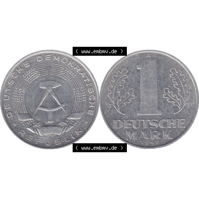 DDR Münze Umlaufmünze / Kursmünze 1956-1963, A 1 Deutsche Mark 1962-01. Bildmaterial als transparente PNG-Grafik mit der Vorderseite und Rückseite horizontal rechts... Sammlung